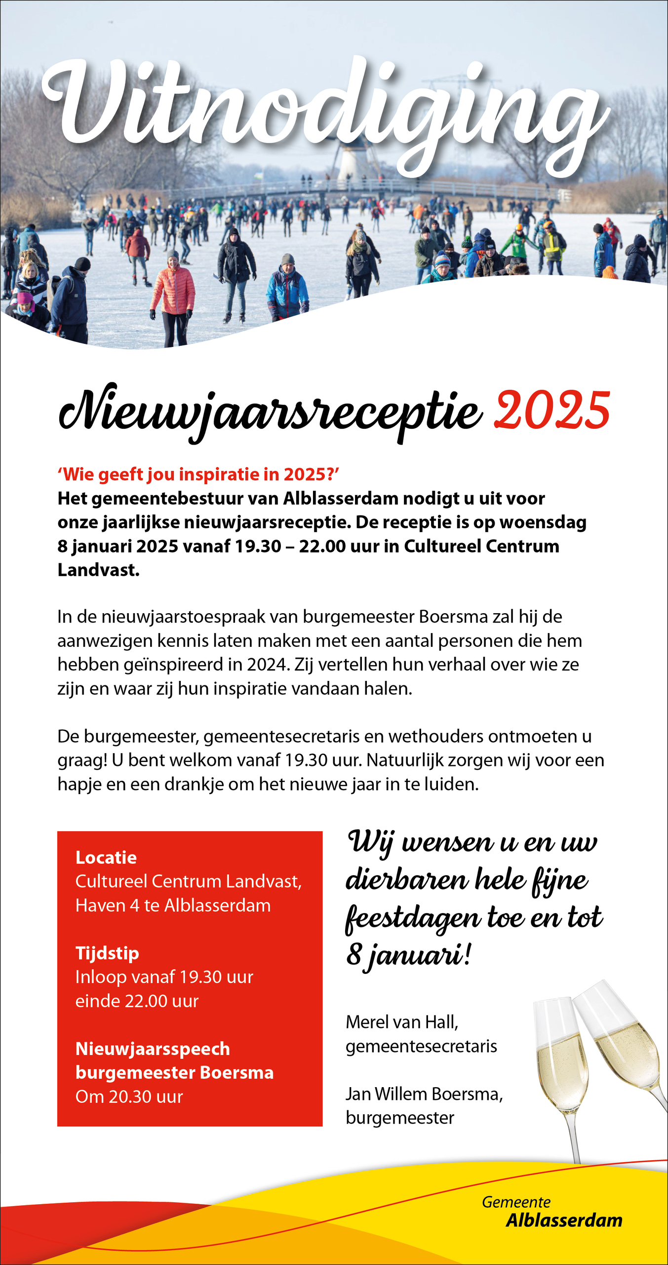 Uitnodiging nieuwjaarsreceptie gemeente Alblasserdam